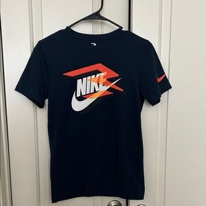 Nike Kids Dark Blue Tee with Orange Graphic